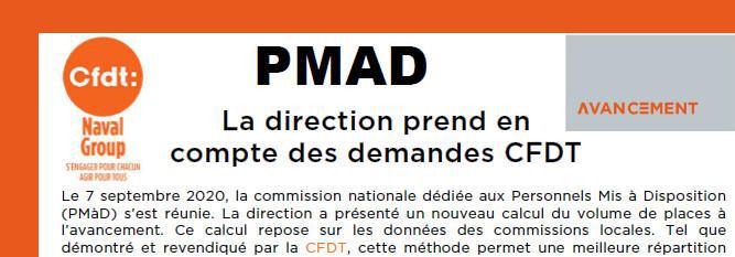 PMAD : Nouveau cadrage Avancement 2020