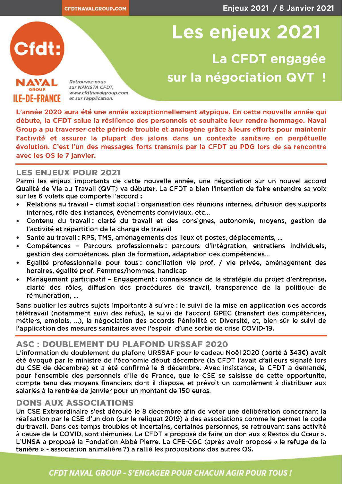 Les enjeux 2021 _ La CFDT engagée sur la négociation QVT