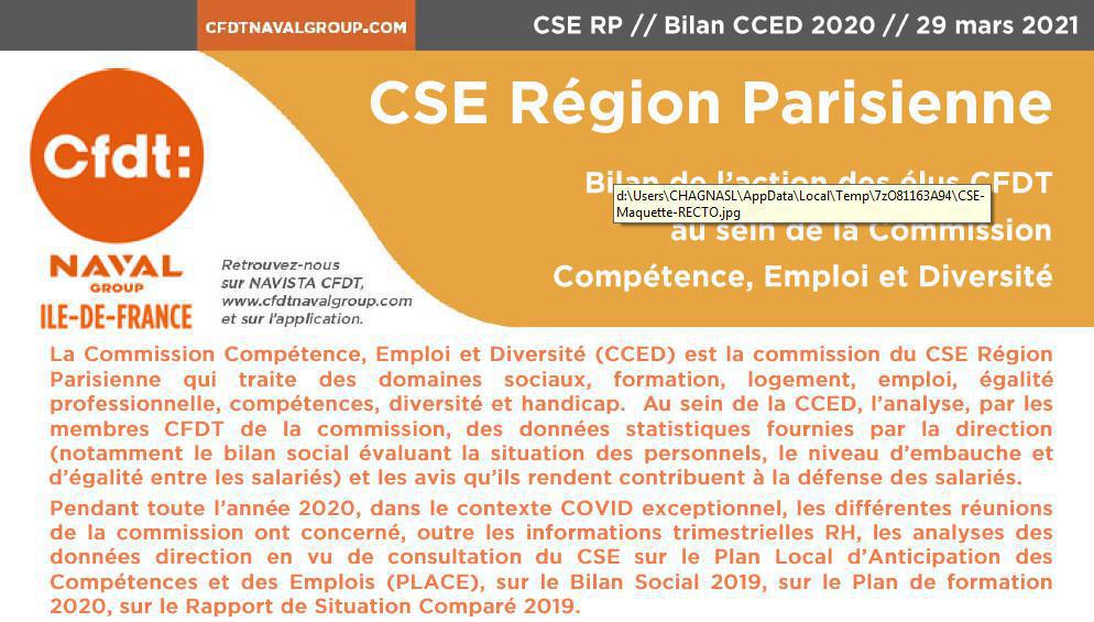 Bilan CFDT 2020 de la CCED Région Parisienne