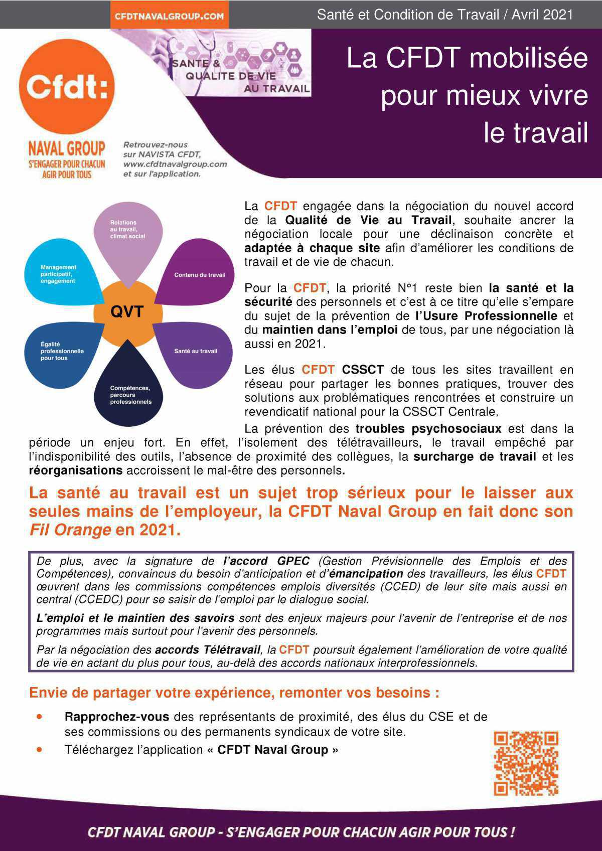 QVT : La CFDT mobilisée pour mieux vivre le travail
