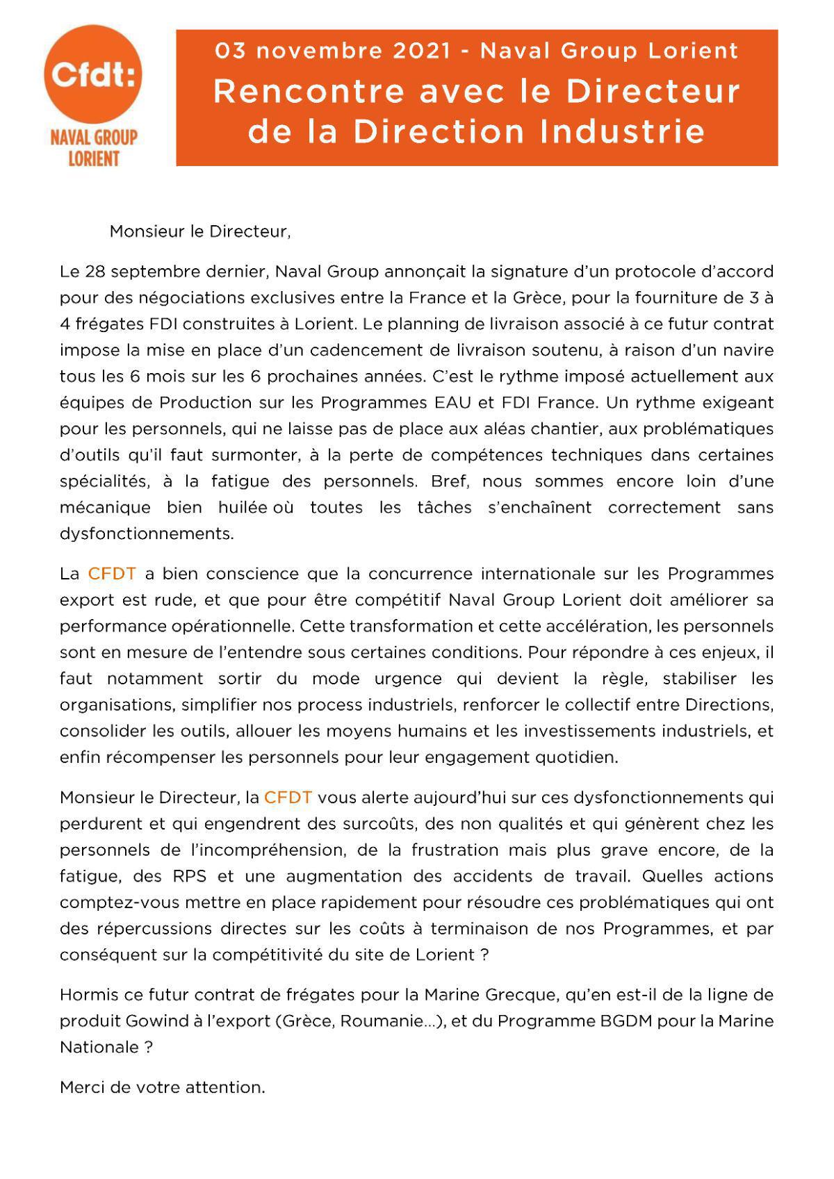 Déclaration au directeur DIN