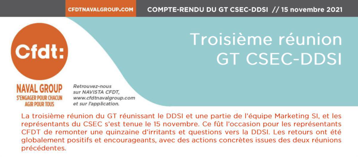 GT CSEC-DDSI : 3ème réunion