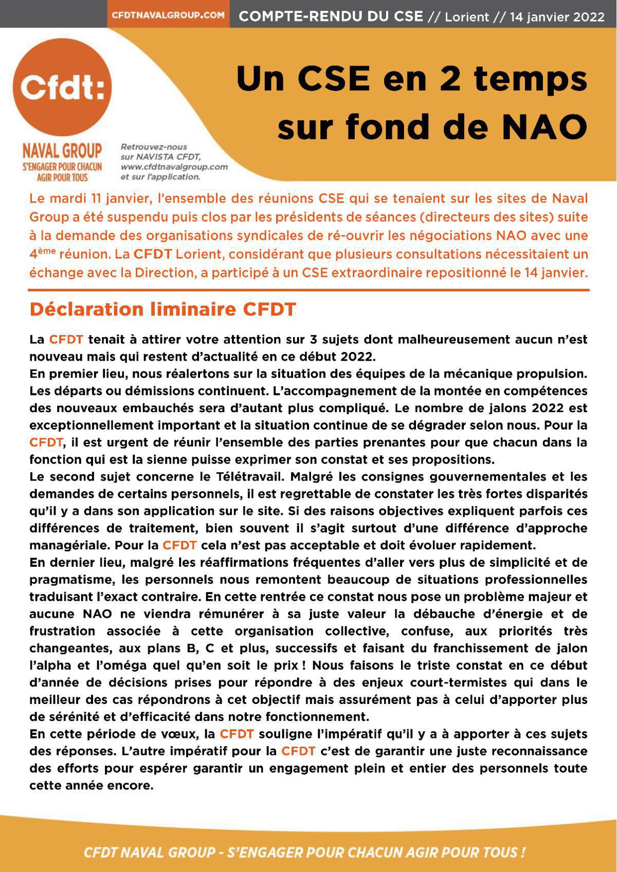 CR CSE du 14 janvier