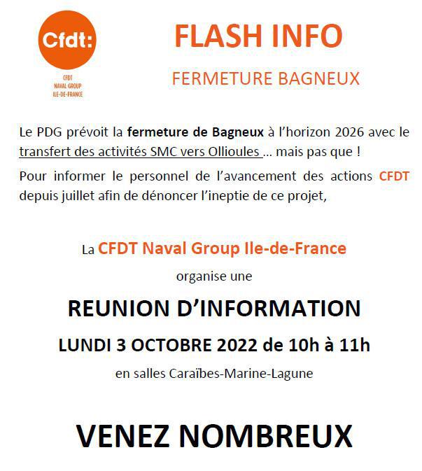 Heure d'information syndicale - Fermeture Bagneux