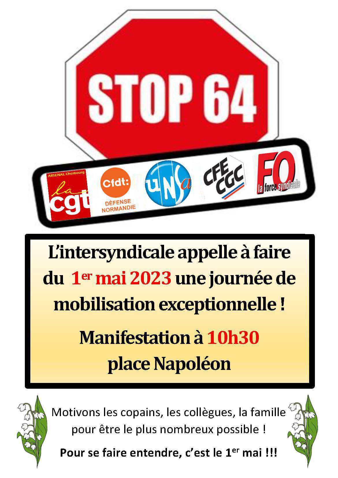 Manifestation le 1er mai à 10h30 place Napoléon