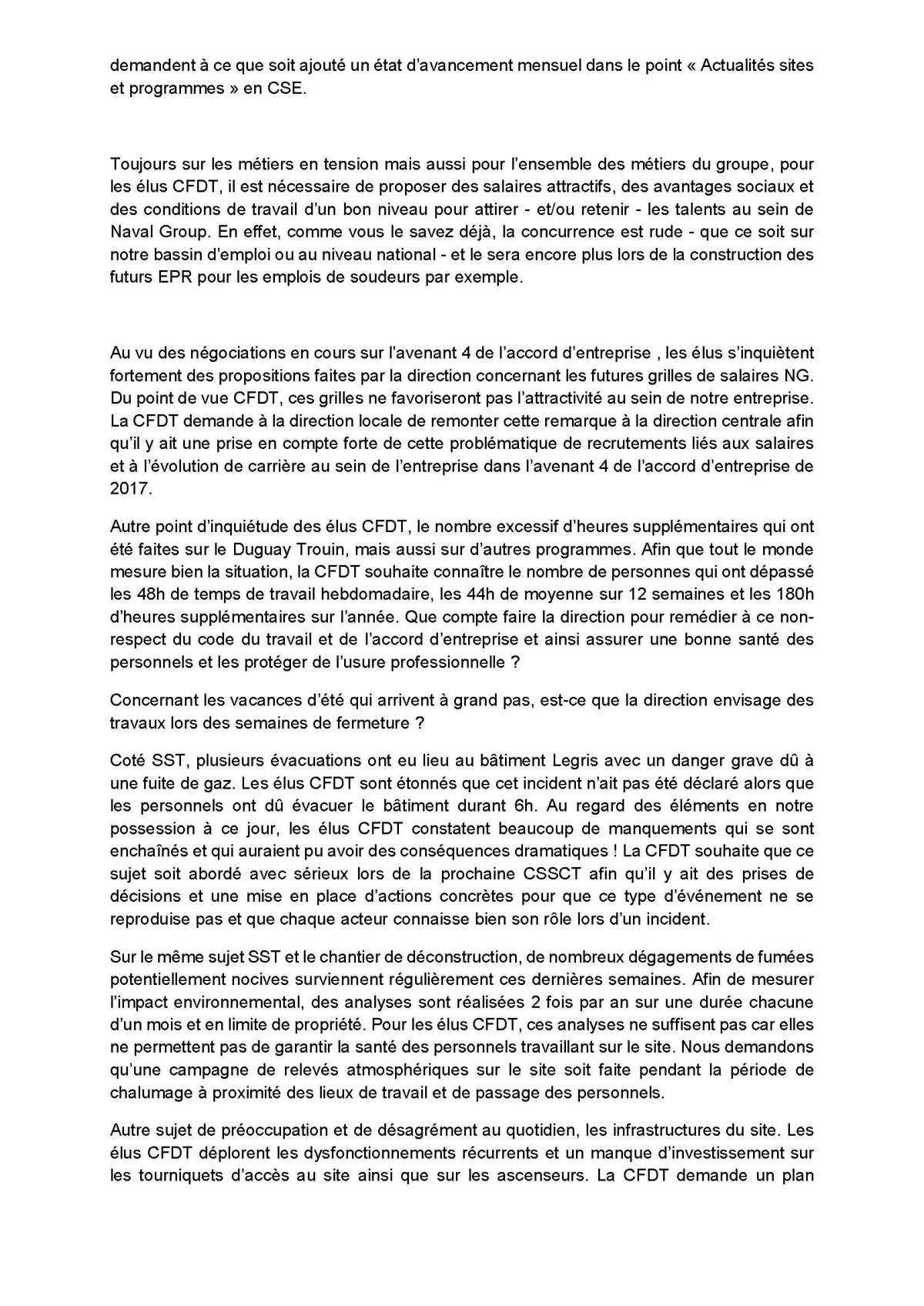 Déclaration Liminaire du CSE du 16 mai 2023
