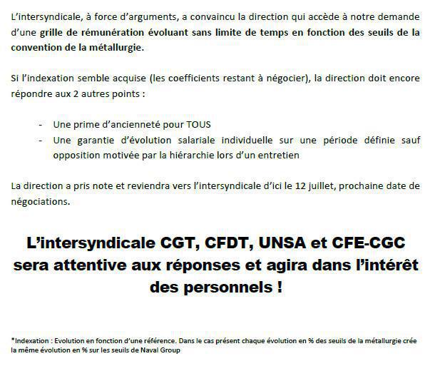 Négociation sur l'indexation de la grille de l'avenant 4 de l'accord d'entreprise