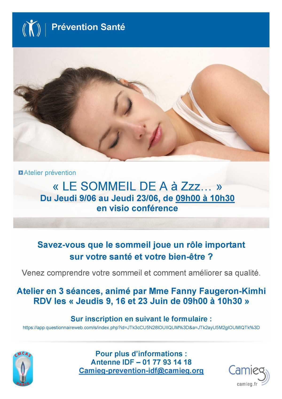 Ateliers prévention CAMIEG : Le Sommeil de A à Zzz...