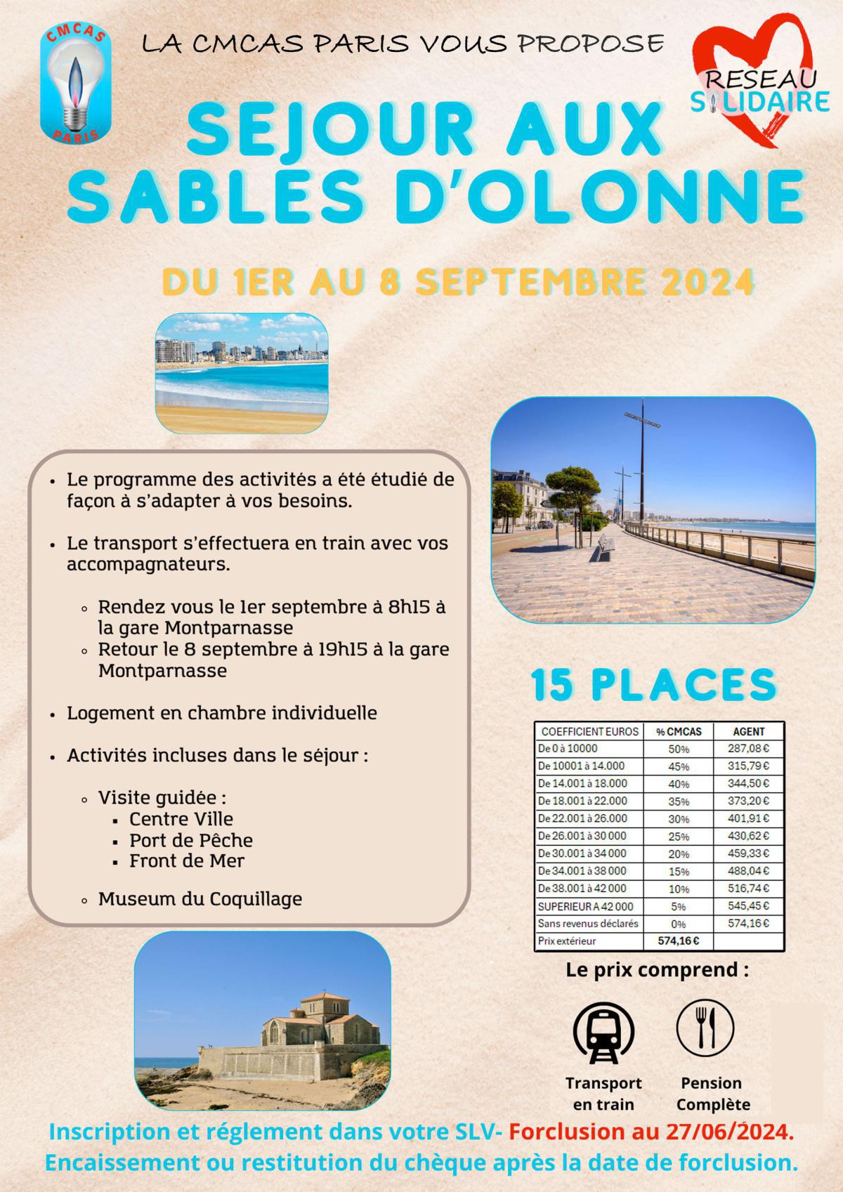 Séjour aux sables d'olonne