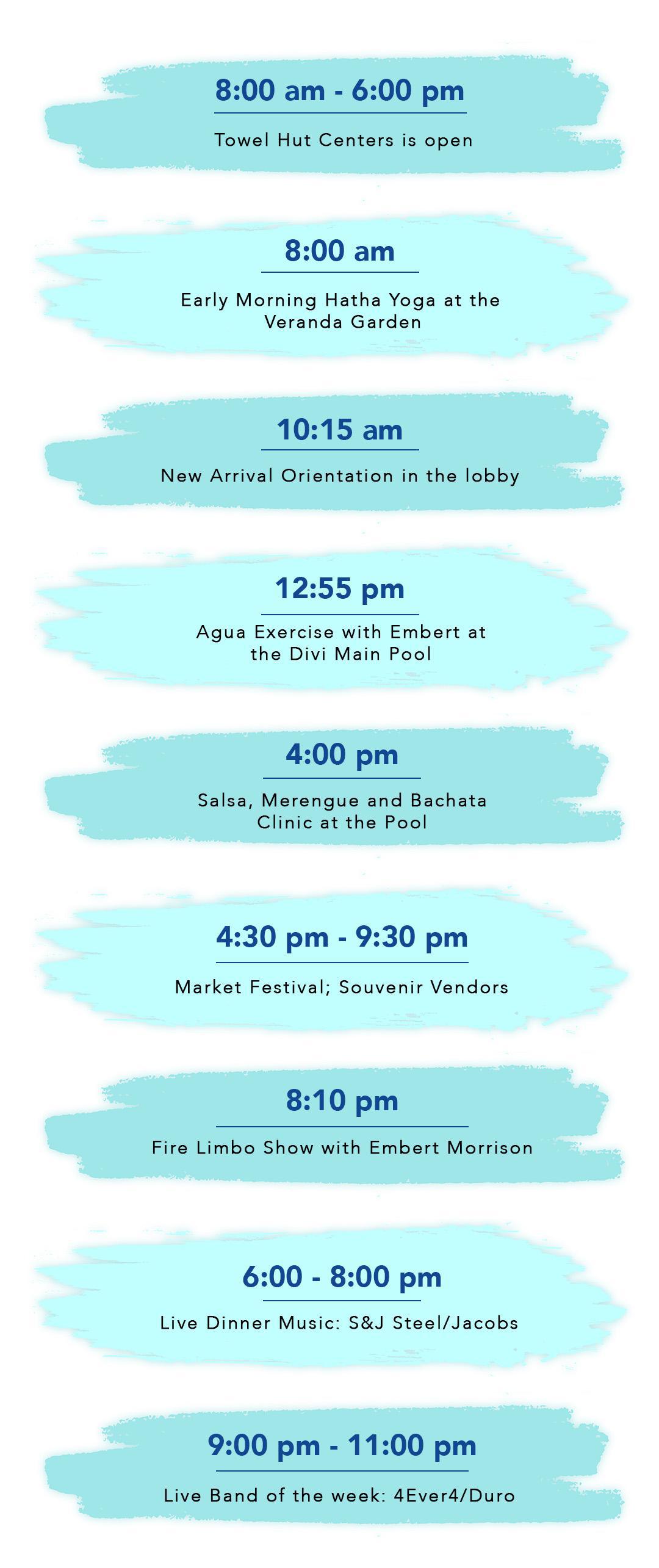 Divi Aruba All Inclusive Tuesday Schedule