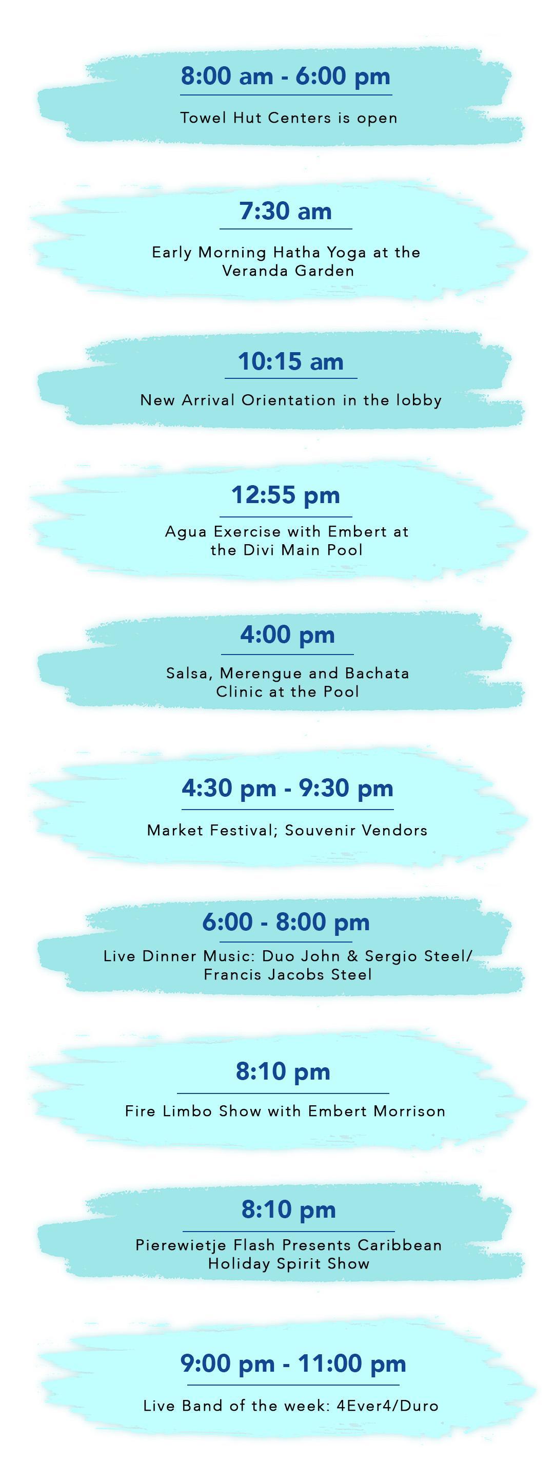 Divi Aruba All Inclusive Tuesday Schedule