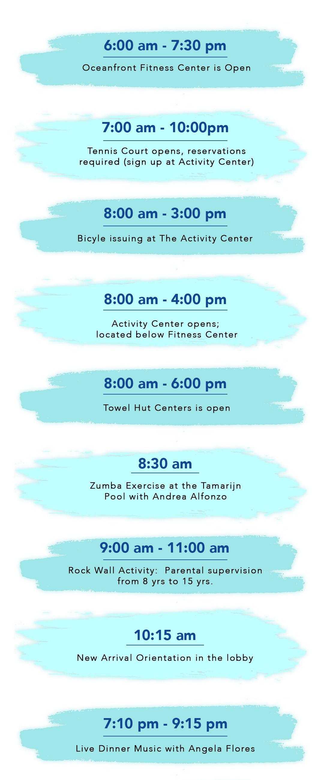 Tamarijn Aruba All Inclusive Saturday Schedule