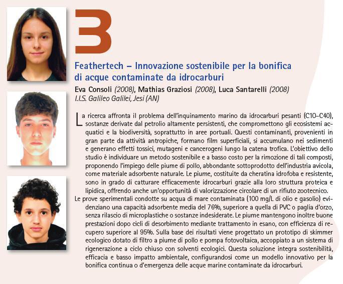 3. Feathertech – Innovazione sostenibile per la bonifica di acque contaminate da idrocarburi