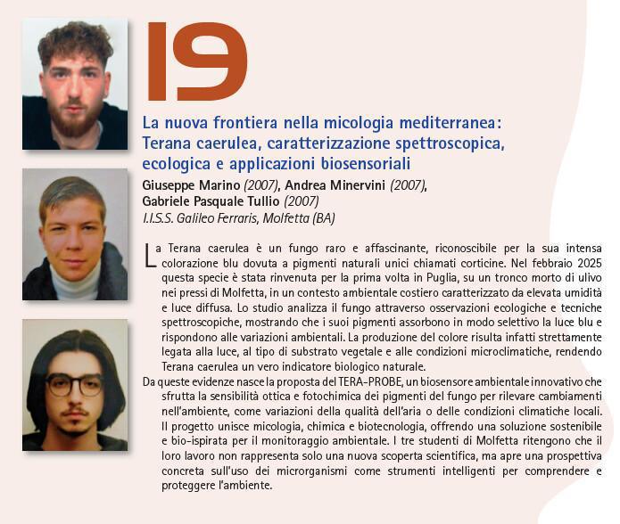 19. La nuova frontiera nella micologia mediterranea: Terana caerulea, caratterizzazione spettroscopica, ecologica e applicazioni biosensoriali