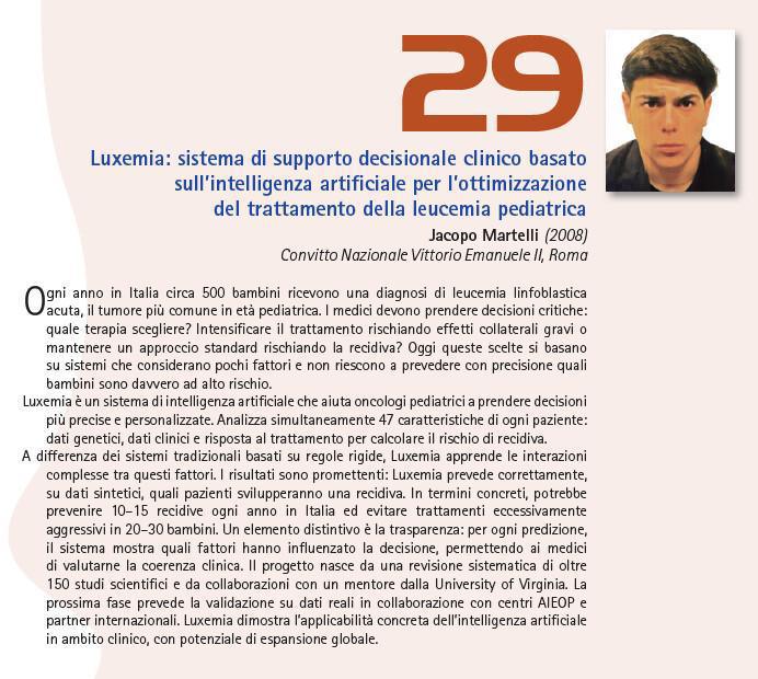 29. Luxemia: sistema di supporto decisionale clinico basato sull’intelligenza artificiale per l’ottimizzazione del trattamento della leucemia pediatrica