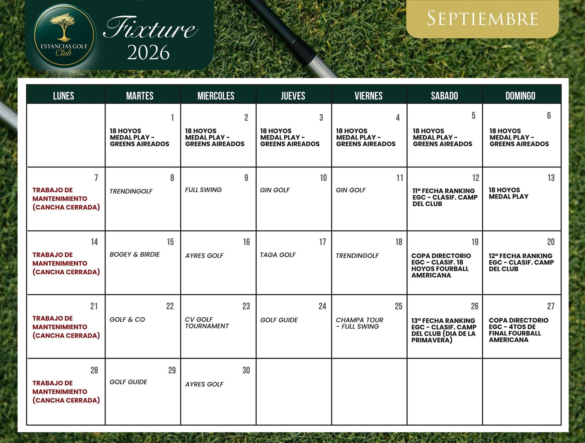 ESTANCIAS FIXTURE 2026 SEPTIEMBRE