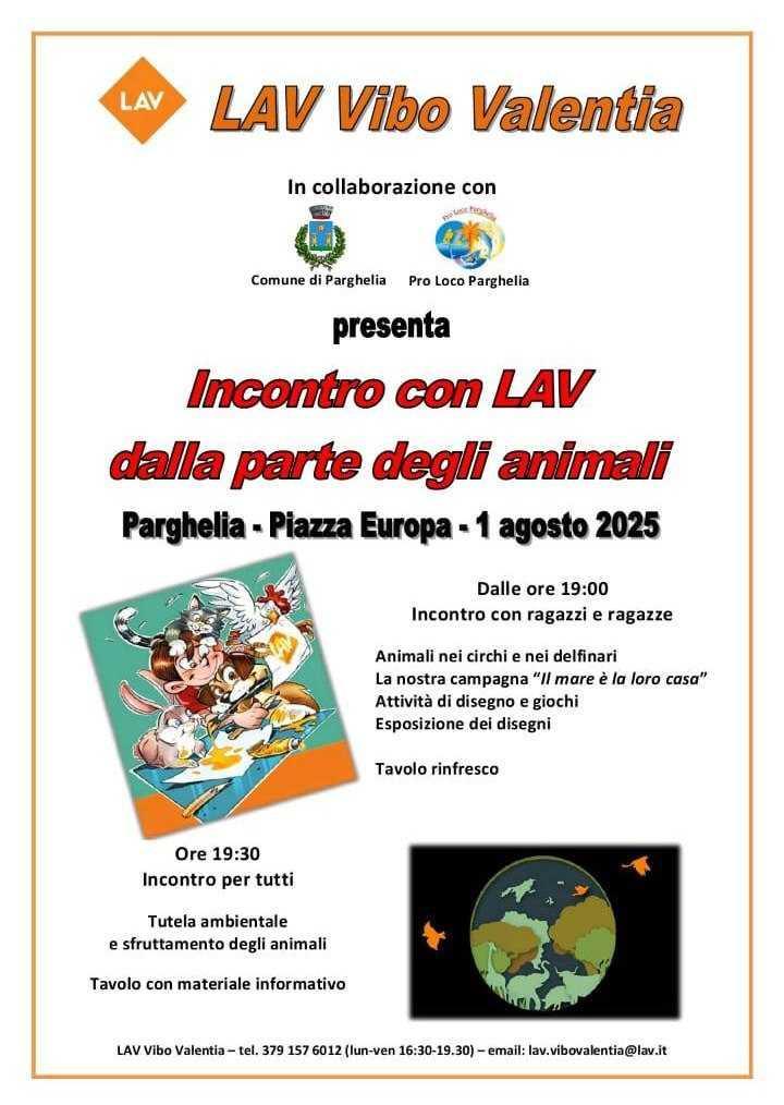 Incontro con LAV dalla parte degli animali (inizio ore 19.00)