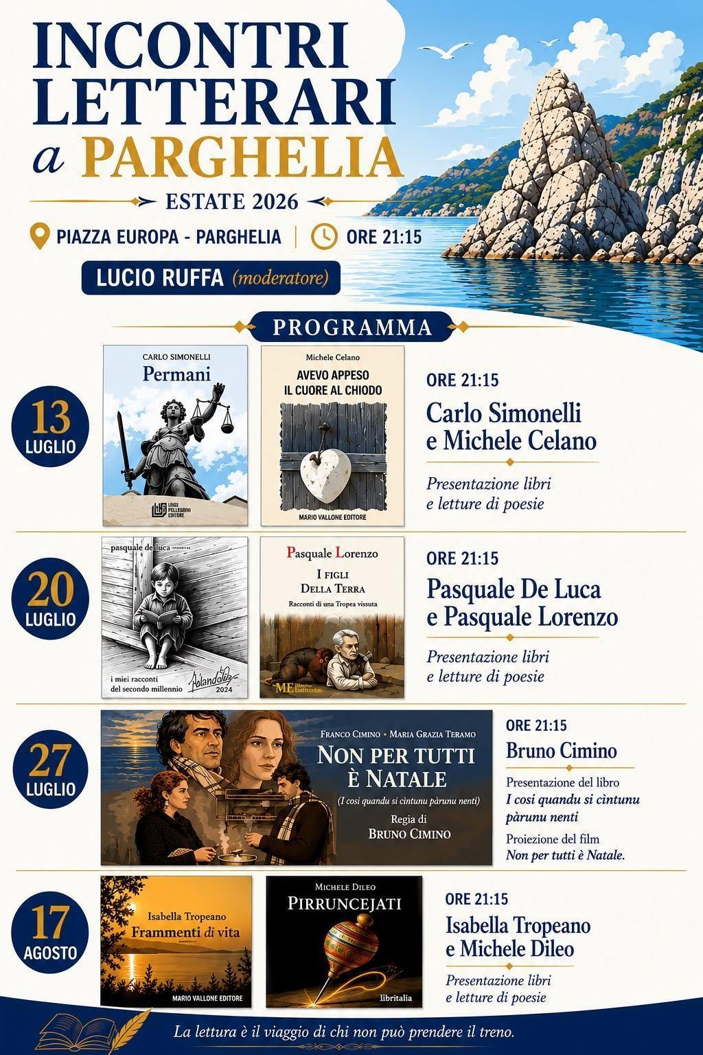 Incontri Letterari A Parghelia -Bruno Cimino (Inizio ore 21.15)