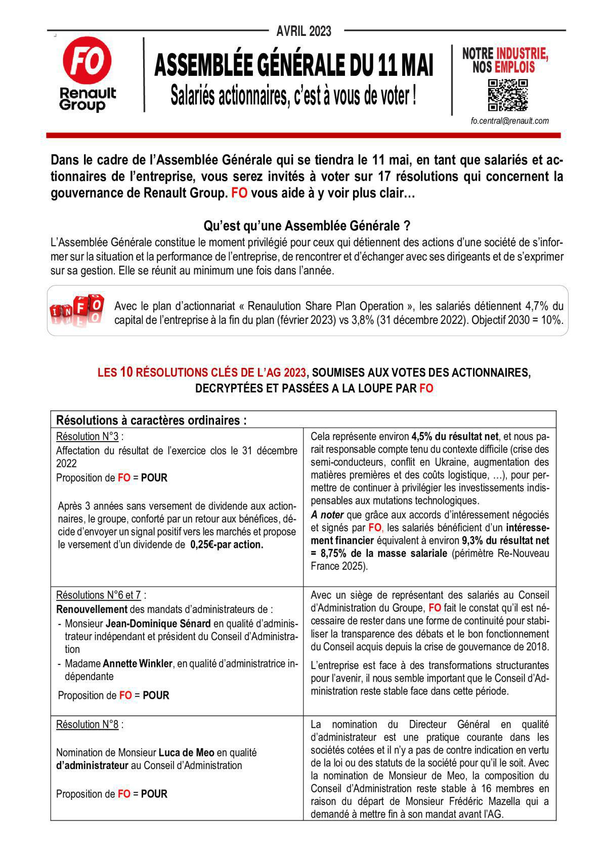 Assemblée Générale du 11 Mai 2023 Salariés actionnaires, à vous de voter ! Assemblée Générale du 11 Mai 2023 Salariés actionnaires, à vous de voter !