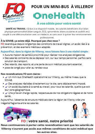 POUR UN MINI‑BUS ONEHEALTH À VILLEROY POUR UN MINI‑BUS ONEHEALTH À VILLEROY