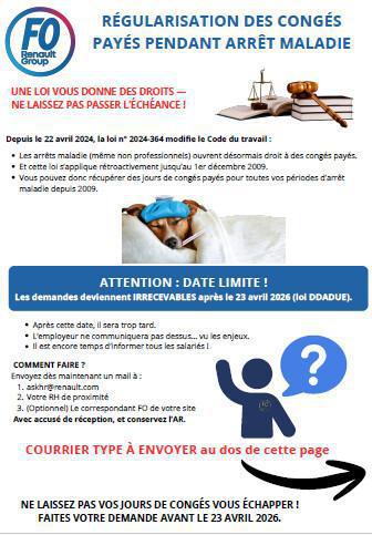 RÉGULARISATION DES CONGÉS PAYÉS PENDANT ARRÊT MALADIE