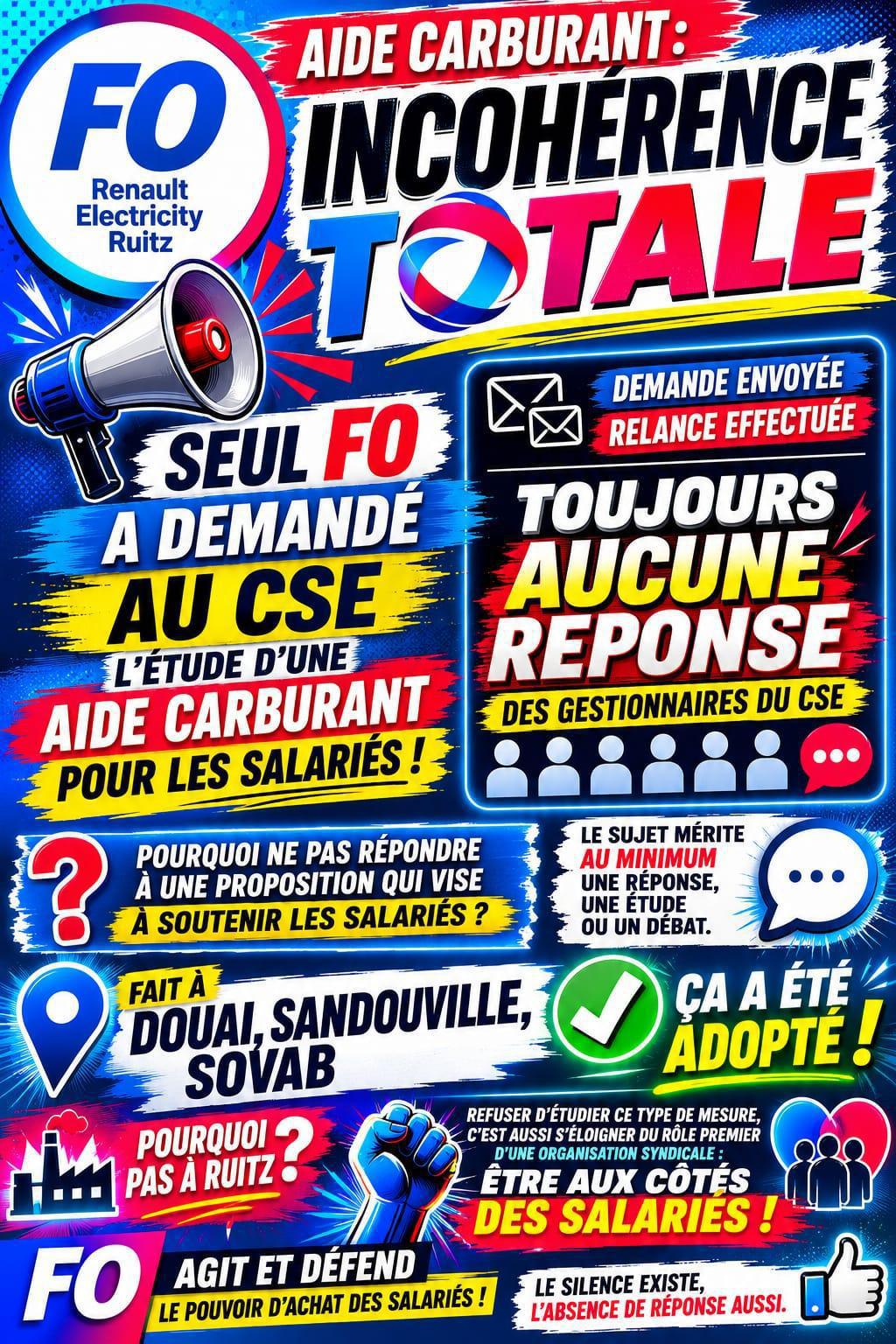 CARTE CARBURANT PAS UNE PRIORITE POUR LES ELUS CFE-CGC DE RUITZ
