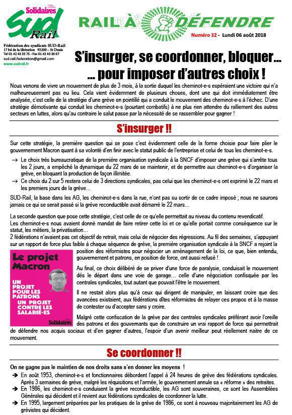 RAIL À DÉFENDRE N°32 - S’INSURGER, SE COORDONNER, BLOQUER... POUR IMPOSER D’AUTRES CHOIX !