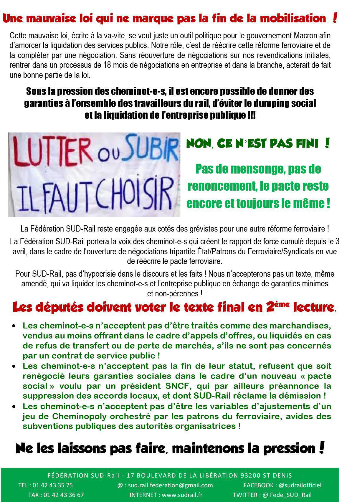 RAIL À DÉFENDRE N°25 - LES PERSPECTIVES DE LUTTE APRÈS LE VOTE DE LA LOI !