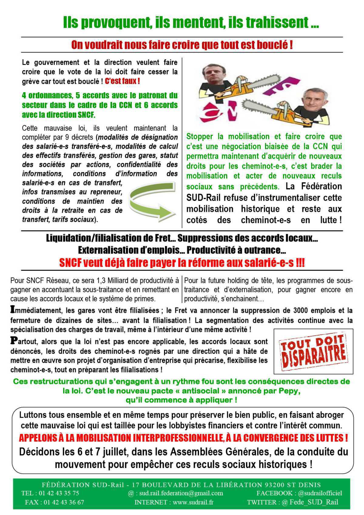 RAIL À DÉFENDRE N°29 - DIRECTION ET GOUVERNEMENT NE FONT PAS DE PAUSE ESTIVALE...