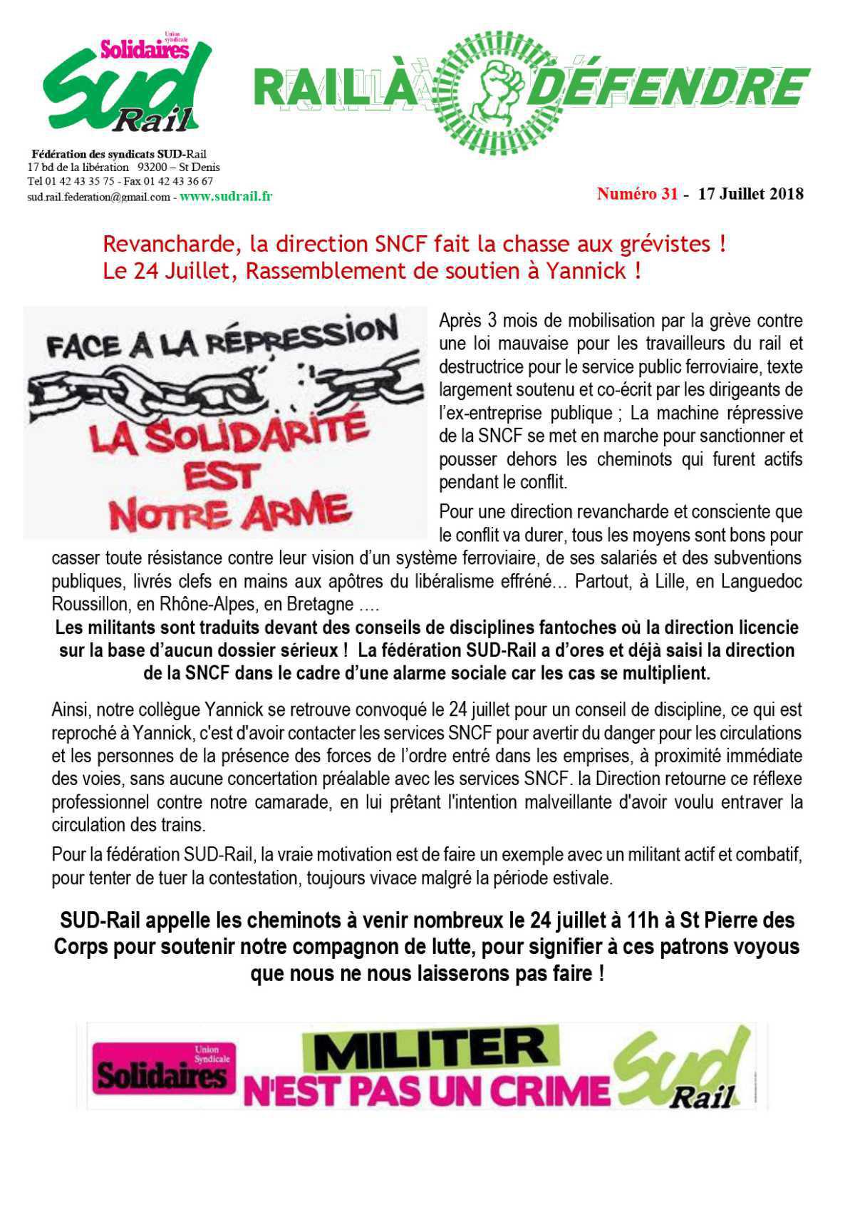 RAIL À DÉFENDRE N°31 - REVANCHARDE, LA DIRECTION SNCF FAIT LA CHASSE AUX GRÉVISTES !