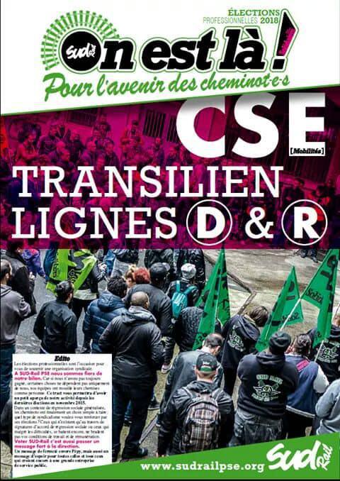 Listes des candidat(es) SUD Rail sur le CSE Transilien Lignes D & R