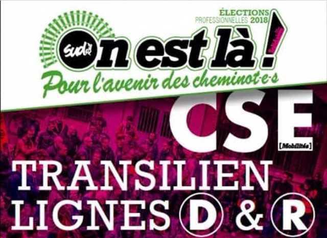Listes des candidat(es) SUD Rail sur le CSE Transilien Lignes D & R