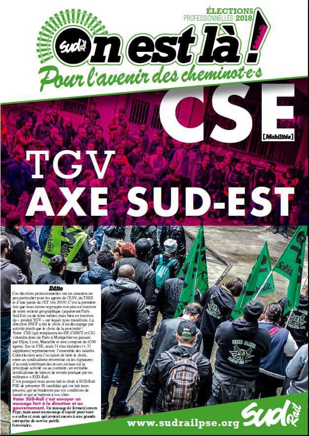 Listes des candidat(es) SUD Rail pour le CSE TGV Axe Sud Est