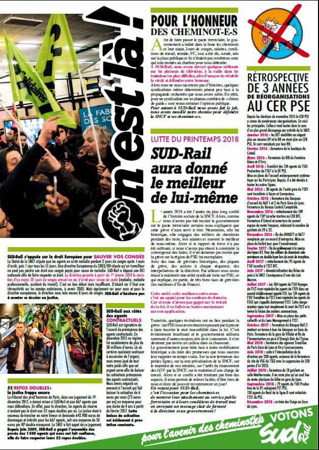 Listes des candidat(es) SUD Rail pour le CSE TGV Axe Sud Est
