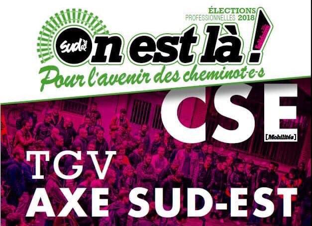 Listes des candidat(es) SUD Rail pour le CSE TGV Axe Sud Est