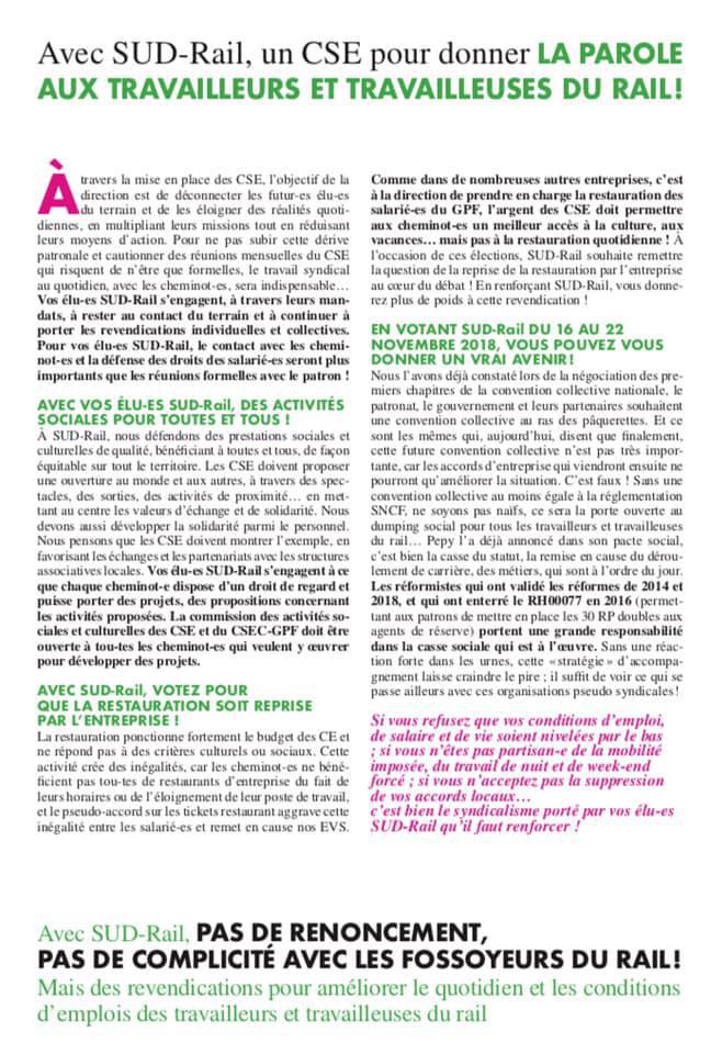 Listes des candidat(es) SUD Rail pour le CSE TGV Atlantique