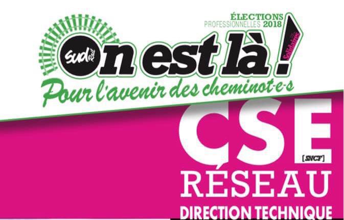 Listes des candidat(es) SUD Rail pour le CSE Réseau Direction Technique