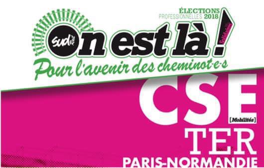 Listes des candidat(es) SUD Rail pour le CSE TER Paris Normandie