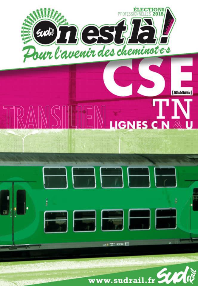 Listes des candidat(es) SUD Rail pour le CSE Transilien Lignes C N & U