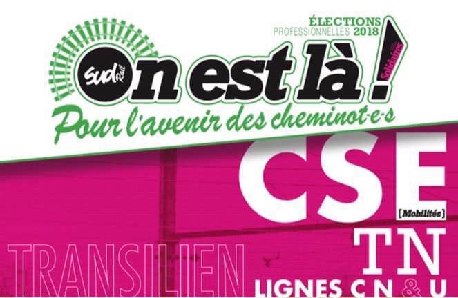 Listes des candidat(es) SUD Rail pour le CSE Transilien Lignes C N & U
