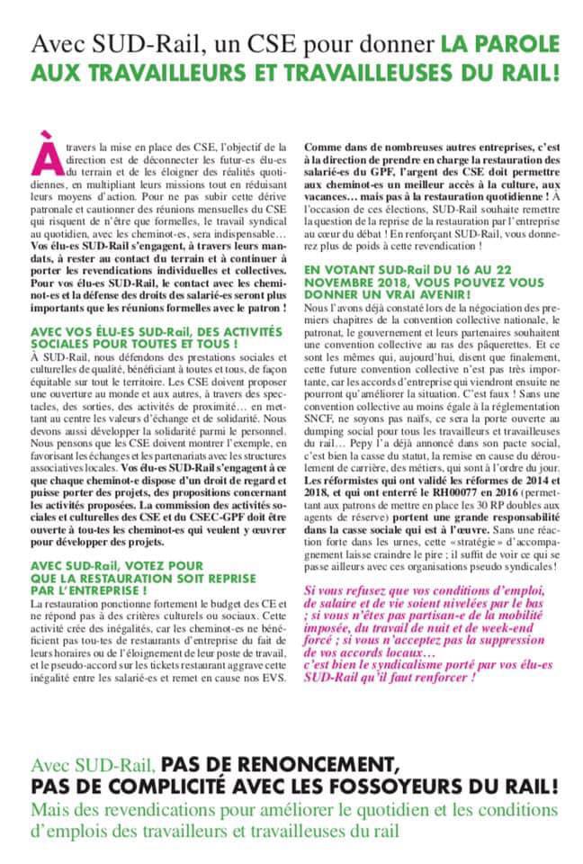 Listes des candidat(es) SUD Rail pour le CSE Transilien Lignes H B K