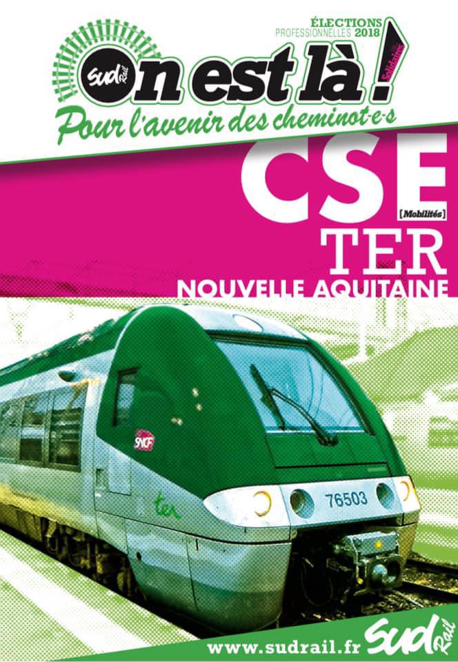 Listes des candidat(es) SUD Rail pour le CSE TER Nouvelle Aquitaine