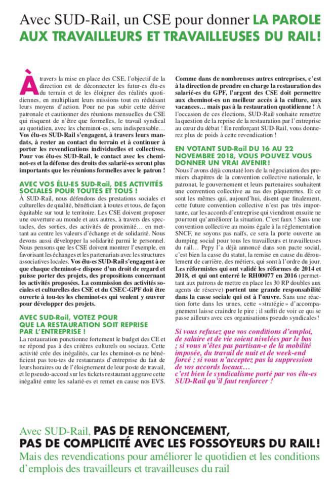 Listes des candidat(es) SUD Rail pour le CSE TER Nouvelle Aquitaine