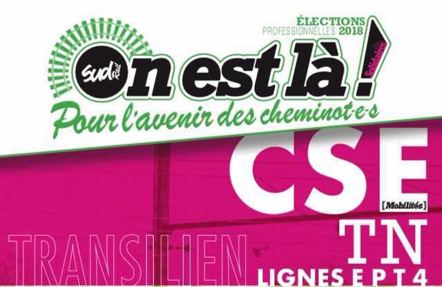Listes des candidat(es) SUD Rail pour le CSE Transilien Lignes E P T 4