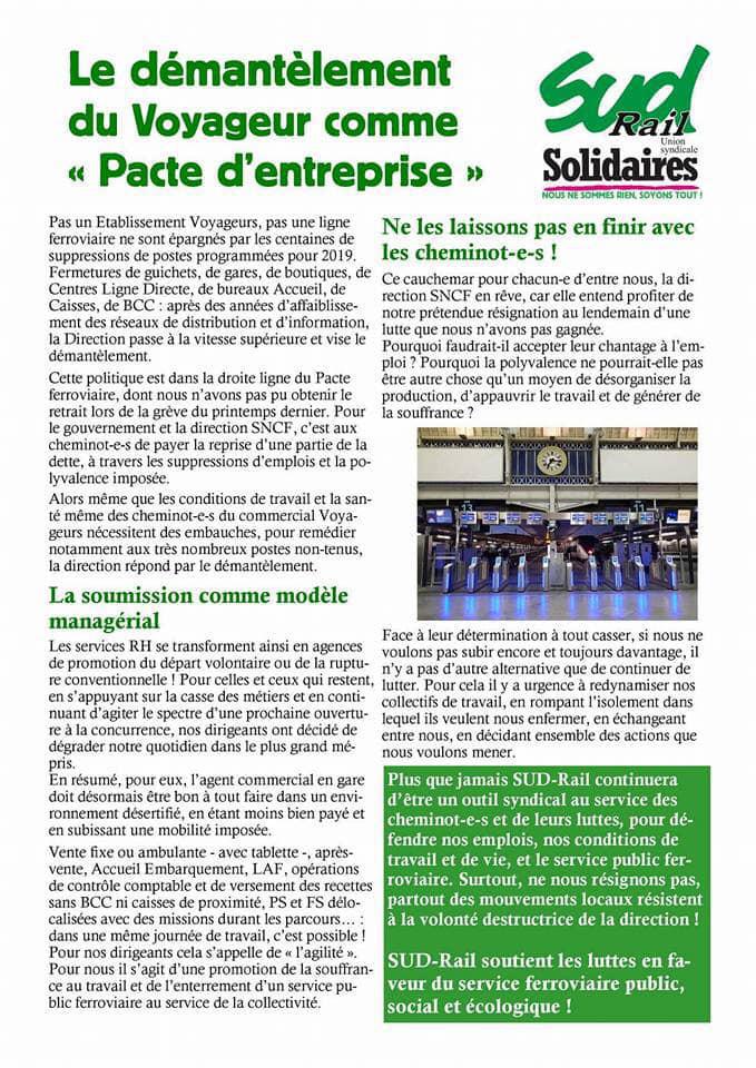 Le démantèlement du Voyageur comme " Pacte d'entreprise "