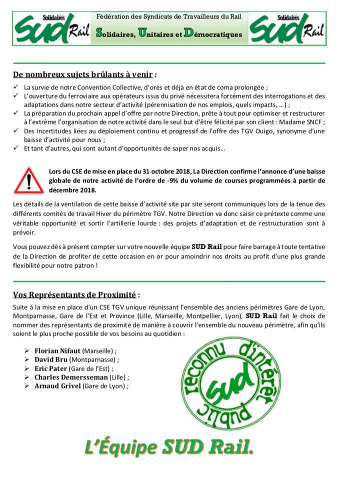 Élections Professionnelles Restauration Ferroviaire : forte progression du syndicat SUD Rail.