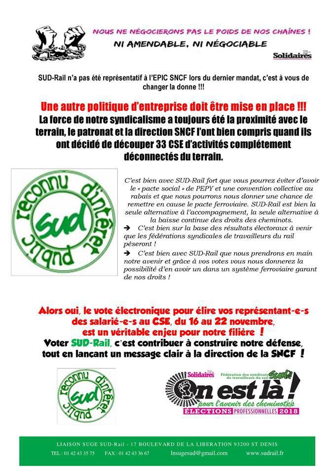 Élection de Novembre, un enjeu majeur pour la SUGE et pour l’EPIC SNCF