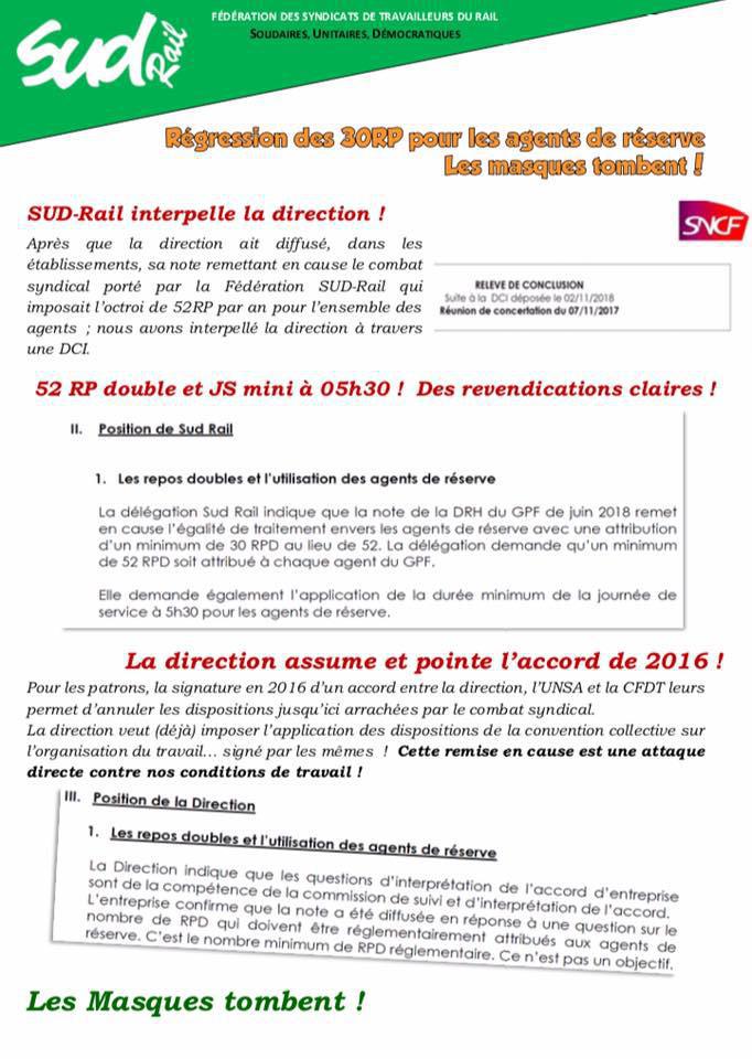Régression des 30 RP pour les agents de réserve. Les masques tombent !!