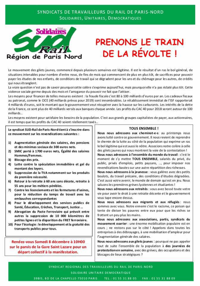 SUD Rail Paris Nord