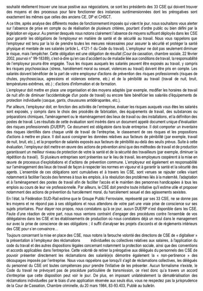Déclaration liminaire de la fédération SUD Rail au CSE-C